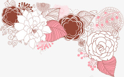 手绘粉色漫画玫瑰装饰素材