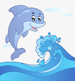 海豚水浪素材