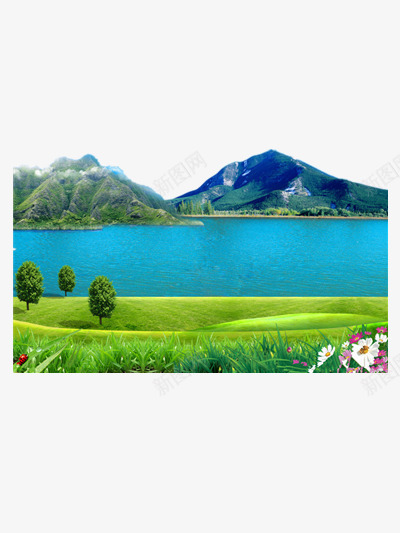 漂亮的湖泊景色png免抠素材_新图网 https://ixintu.com 旅游 湖泊 绿色