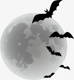 灰色蝙蝠灰色暗沉月亮高清图片