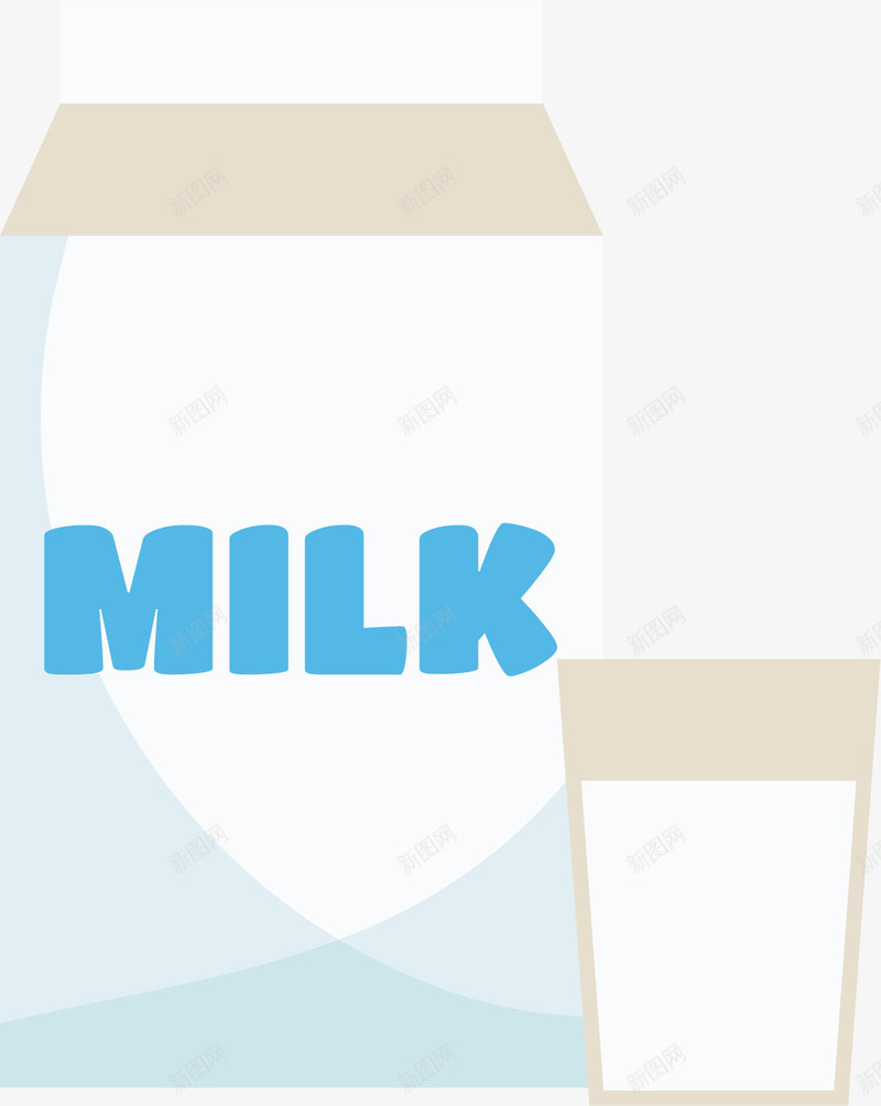 新鲜的牛奶矢量图ai免抠素材_新图网 https://ixintu.com 卡通 新鲜 杯子 牛奶 白色纸盒 英文 矢量图