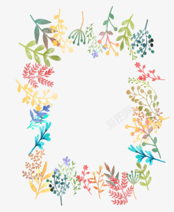 卡通多彩植物花卉边框素材