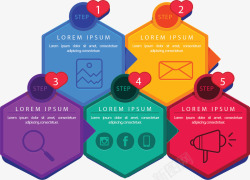 六边形拼图彩色多边形信息图表矢量图高清图片