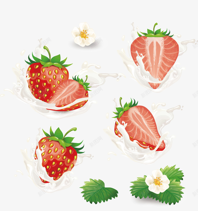 手绘草莓牛奶png免抠素材_新图网 https://ixintu.com 手绘 水果 液体 牛奶 草莓 草莓味牛奶 草莓花