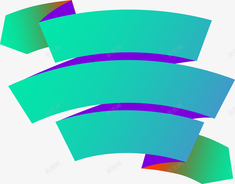 多彩飘带png免抠素材_新图网 https://ixintu.com 丝带 彩带 绿蓝 飘带