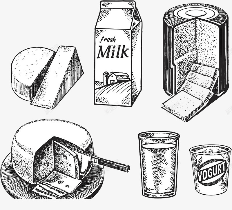 牛奶点心png免抠素材_新图网 https://ixintu.com 奶酪 手绘酸奶 杯子 酸奶矢量 食物