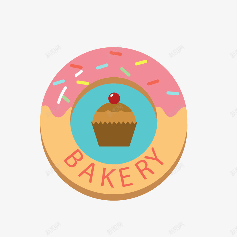 粉色甜甜圈烘培标签图标png_新图网 https://ixintu.com 卡通烘培蛋糕 烘培logo 烘培标签 烘培标识