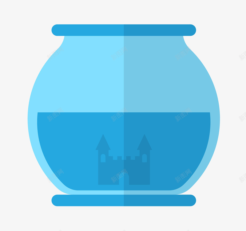 蓝色的透明玻璃鱼缸png免抠素材_新图网 https://ixintu.com 卡通手绘 玻璃 蓝色 透明 鱼缸