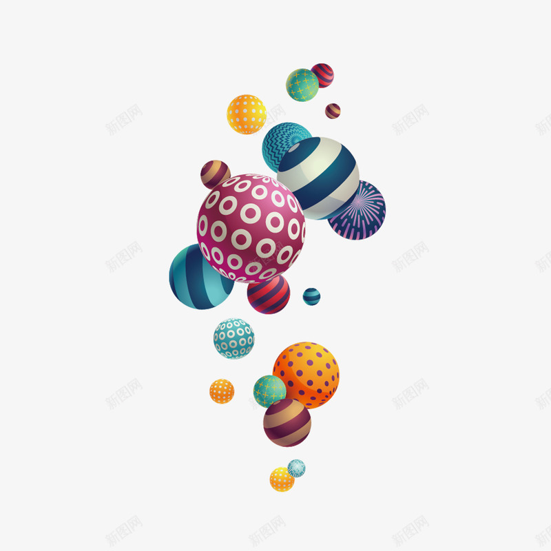 立体漂浮圆球png免抠素材_新图网 https://ixintu.com 插画 球体 色彩 设计