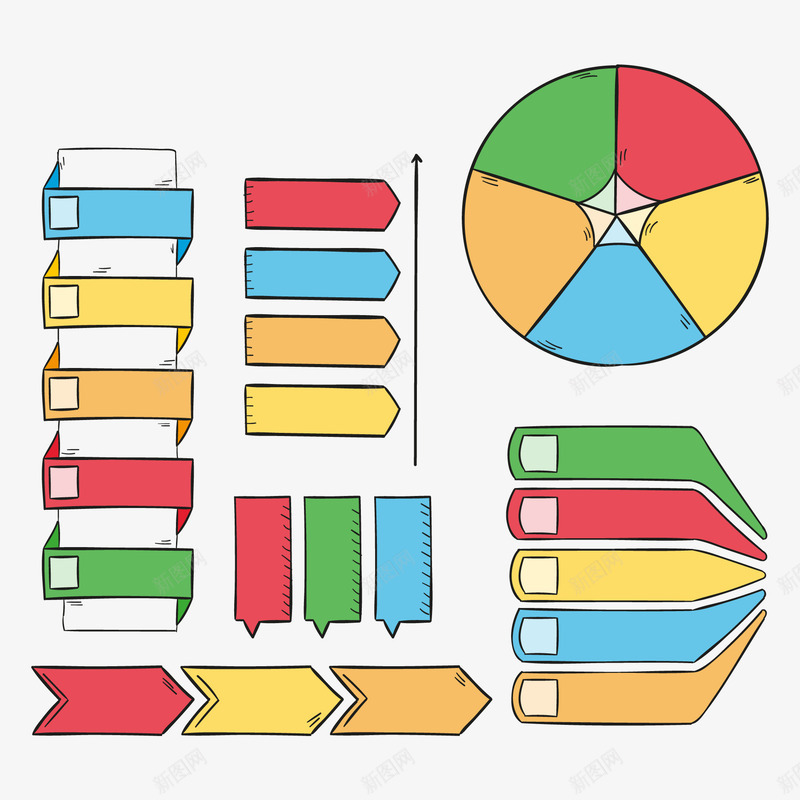 丰富多彩的手绘图表元素矢量图ai免抠素材_新图网 https://ixintu.com 丰富多彩 图表元素 彩色 手绘 矢量图