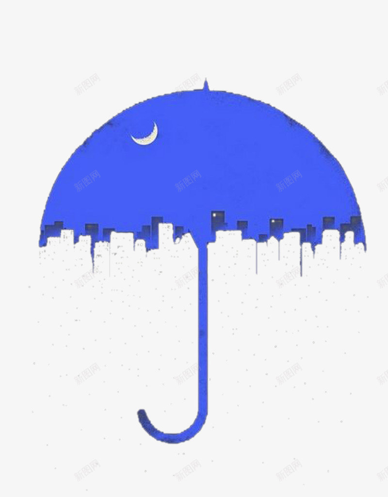 蓝色雨伞png免抠素材_新图网 https://ixintu.com PNG免费素材 创意 创意雨伞设计 月亮