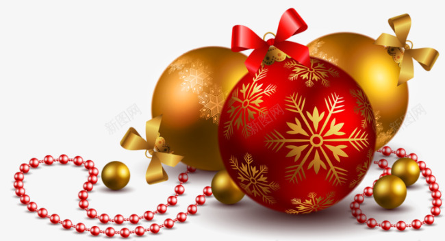 圣诞节装饰圆球png免抠素材_新图网 https://ixintu.com 圣诞节 红色 装饰球