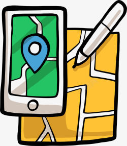 卡通可爱龙状的地图卡通手绘手机定位导航高清图片