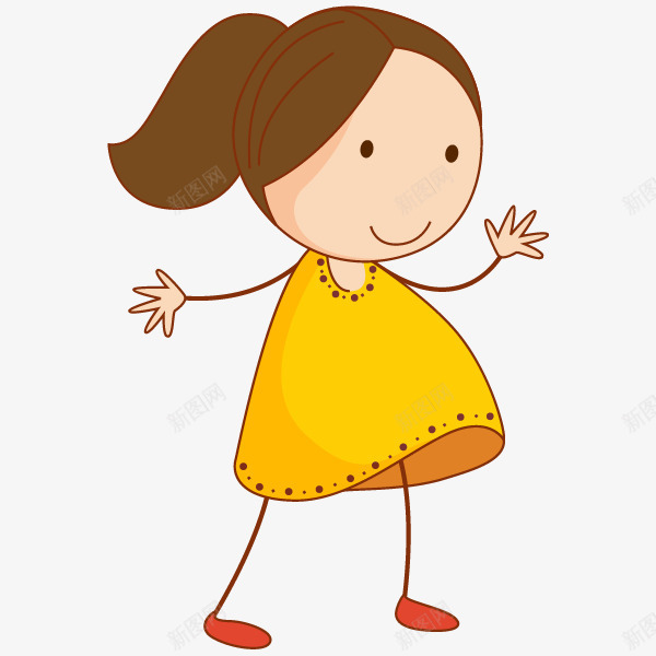 黄色裙子的女孩png免抠素材_新图网 https://ixintu.com 卡通 可爱的 小女孩 漂亮的 简笔 黄的的