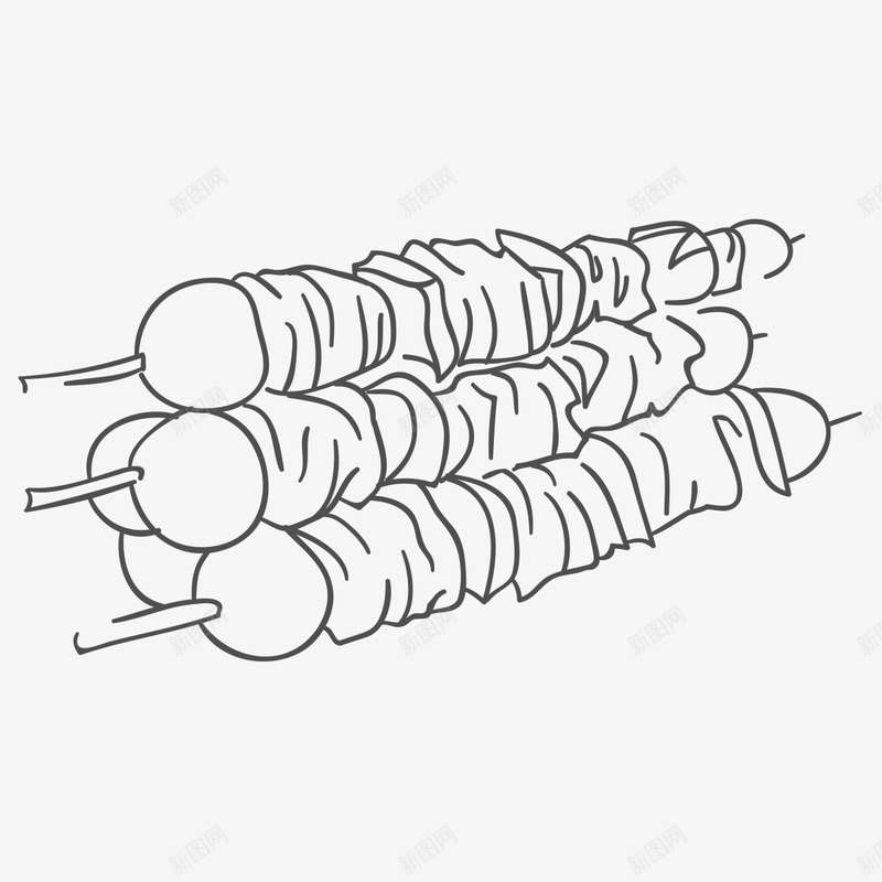 手绘烤串png免抠素材_新图网 https://ixintu.com 烤串 烧烤 矢量装饰 装饰 装饰画 食物