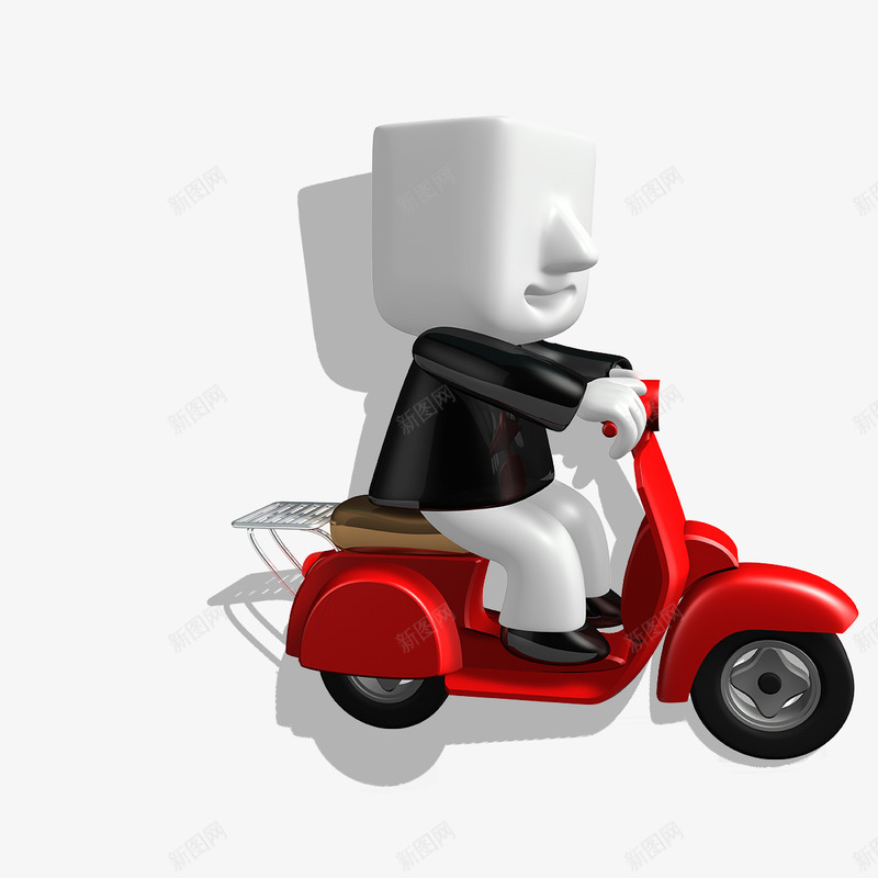 骑车的小人3D小人电子商psd免抠素材_新图网 https://ixintu.com 3D小人 电子商务 白色小人 骑车的小人