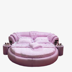 情侣床漂亮的紫色圆床高清图片