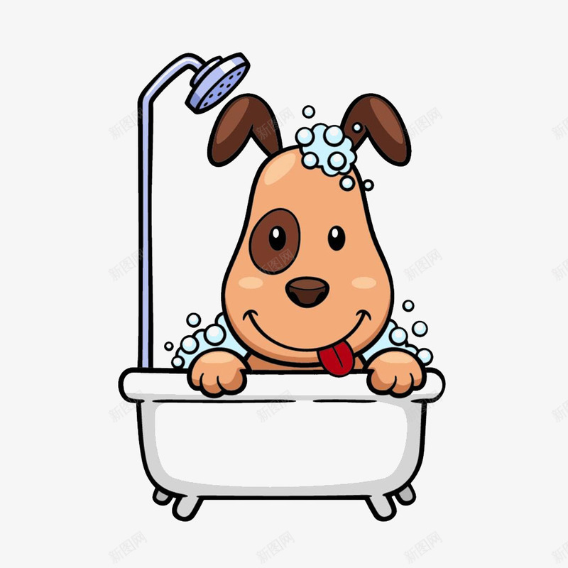 卡通洗澡的狗狗png免抠素材_新图网 https://ixintu.com 卖萌 卡通的 卡通的狗狗 洗澡的狗狗 漂亮 萌萌的