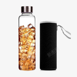 产品实物黑布林时尚玻璃水瓶高清图片