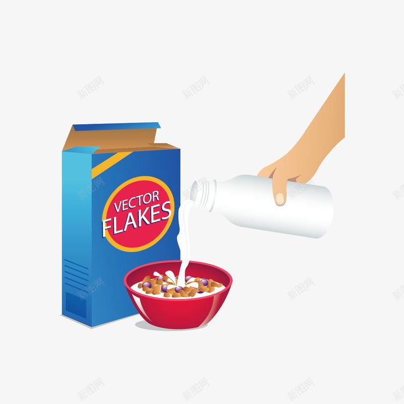 麦片和牛奶png免抠素材_新图网 https://ixintu.com 牛奶 盒子 麦片