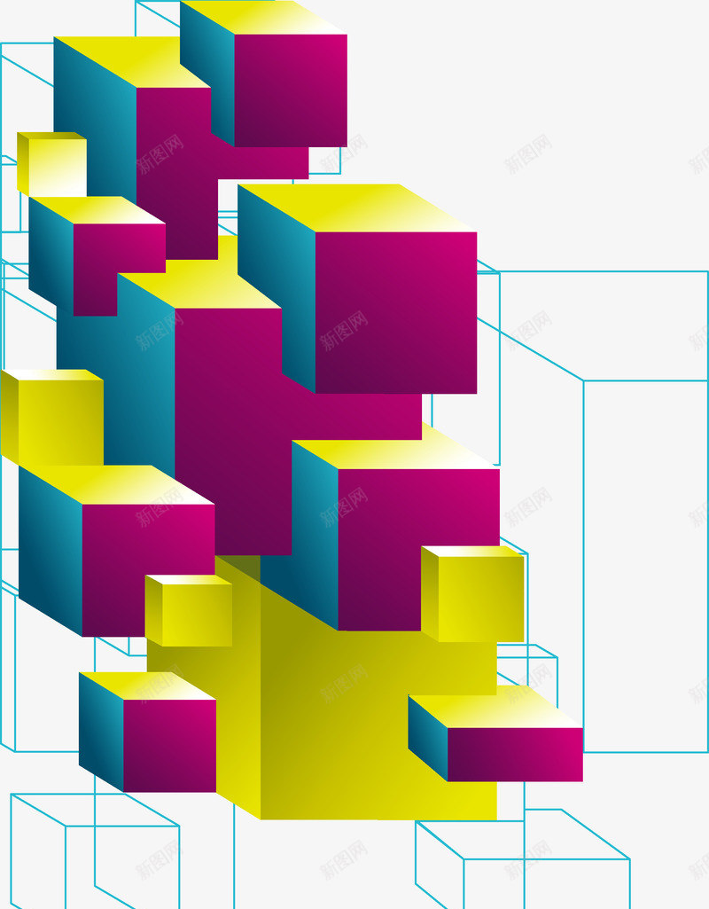 炫彩正方体png免抠素材_新图网 https://ixintu.com 几何 图形 多彩 正方体 正方形 炫彩 背景
