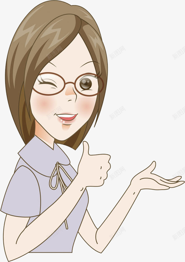 眨眼睛的女人png免抠素材_新图网 https://ixintu.com 卡通 可爱的 大拇指 女人 漂亮的 眨眼睛 眼镜