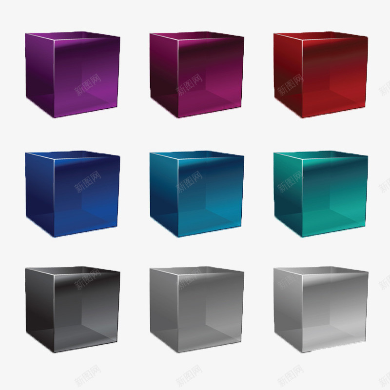 彩色玻璃块png免抠素材_新图网 https://ixintu.com 彩色 玻璃 装饰 设计素材