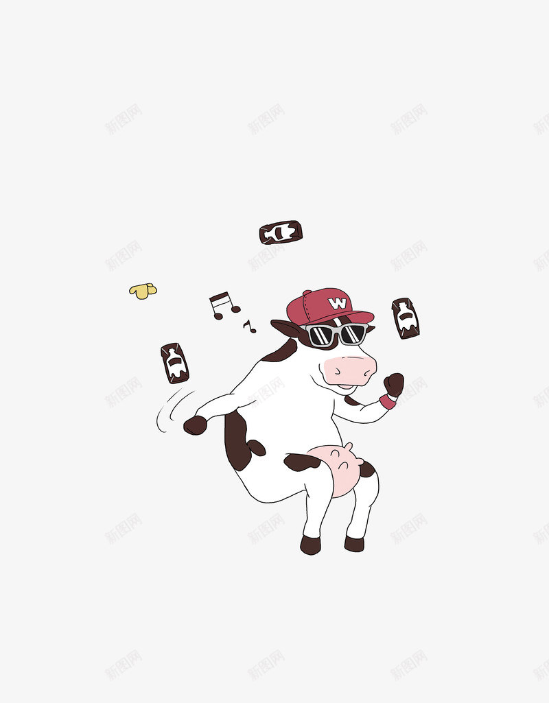 卡通奶牛psd免抠素材_新图网 https://ixintu.com 卡通 奶牛 牛奶
