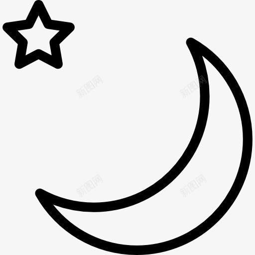 月亮和星星的轮廓图标png_新图网 https://ixintu.com 天气 明星 晚上 月亮 相 符号 轮廓