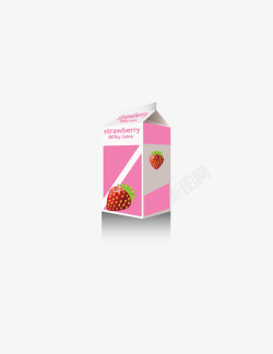 草莓牛奶盒素材