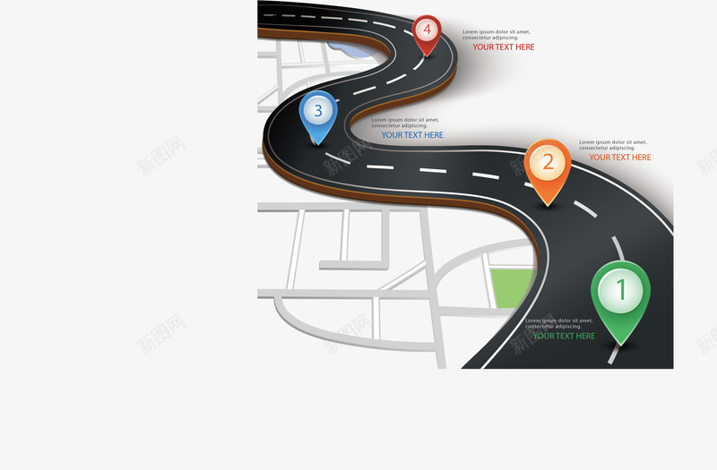 漂亮公路png免抠素材_新图网 https://ixintu.com 卡通公路 卡通马路 沥青路 沥青马路 油漆路