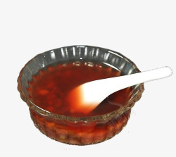 玻璃碗陶瓷勺微红色绿豆汤素材