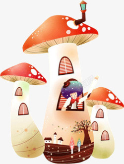 红色蘑菇屋素材