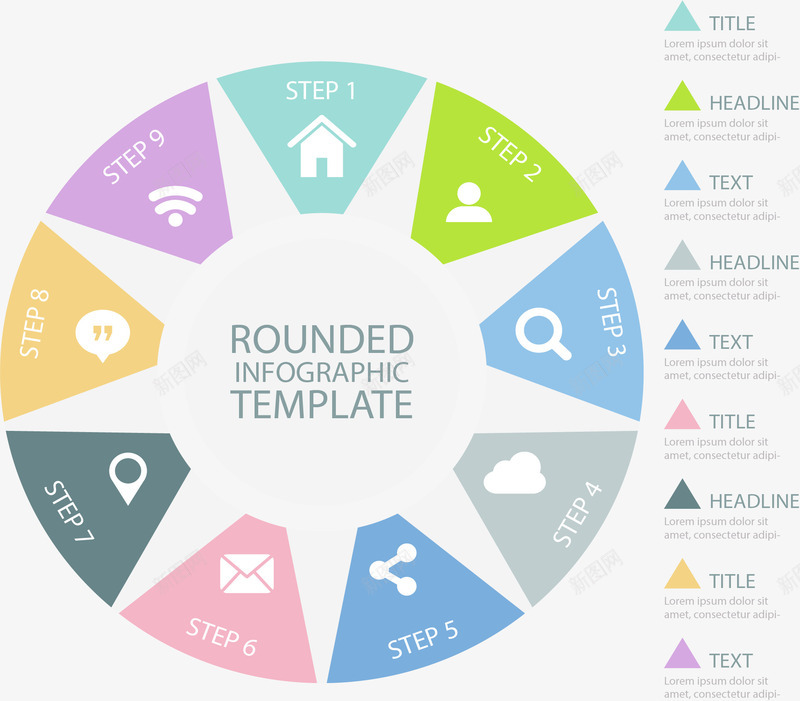 多步骤流程图png免抠素材_新图网 https://ixintu.com 信息图表 圆形 步骤图 矢量素材 色谱