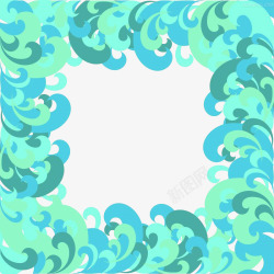 蓝色水花边框装饰素材