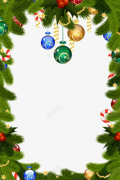 漂亮圣诞边框png免抠素材_新图网 https://ixintu.com 圣诞球 圣诞节框子 相框 花边 边框