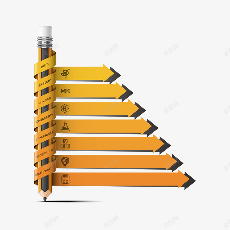 铅笔商务信息图表矢量图eps免抠素材_新图网 https://ixintu.com PPT图表 信息图表 创意 商务 立体 铅笔 矢量图