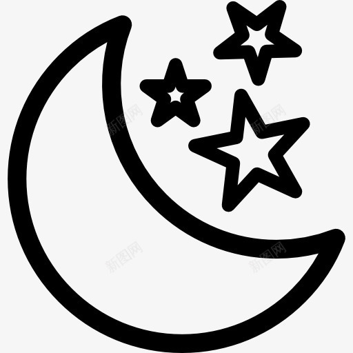 Moon和星星图标png_新图网 https://ixintu.com 星星 星星的夜晚 月亮 自然
