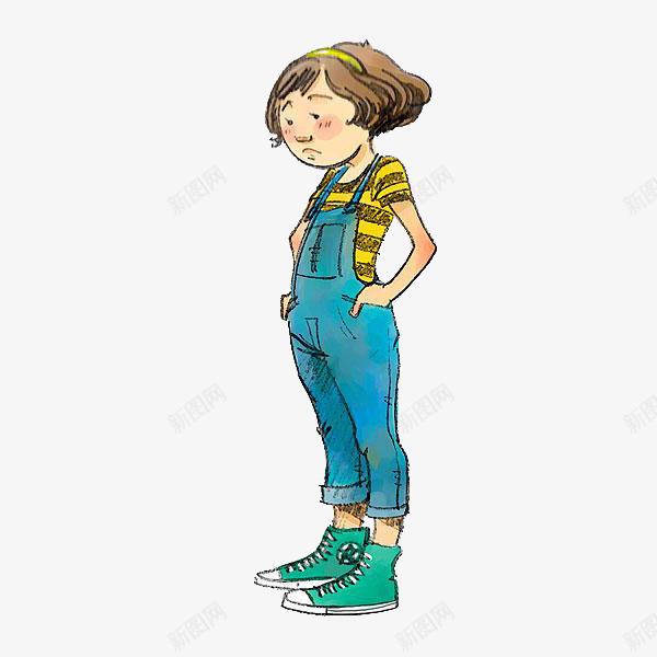 低落的女孩png免抠素材_新图网 https://ixintu.com 低落的 卡通 可爱的 年轻人卡通 手绘 漂亮的 简笔 蓝色的