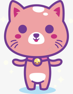 粉色的小猫手绘可爱粉色小猫咪矢量图高清图片
