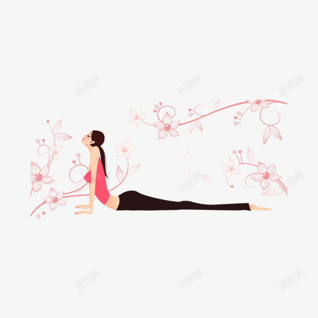 手绘矢量图eps免抠素材_新图网 https://ixintu.com 漂亮 瑜伽 美女 矢量图