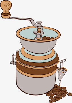 咖啡豆机器手绘多彩研磨机咖啡高清图片