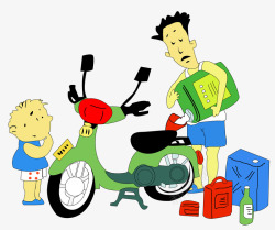 卡通消防知识漫画电瓶车摩托车加素材