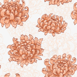 橘红色菊花壁纸花纹矢量图素材