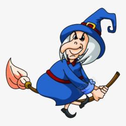 老女巫卡通坐在魔法扫帚上的老女巫高清图片
