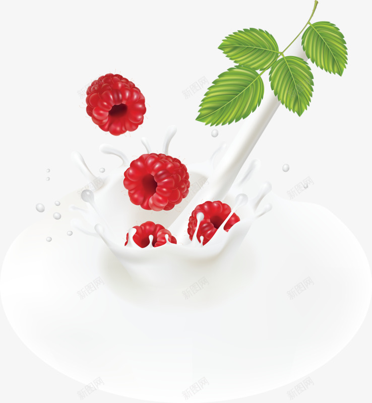 树莓和牛奶png免抠素材_新图网 https://ixintu.com 果实 树莓 水果 浆果