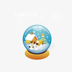 圣诞老人冬天房屋水晶球素材