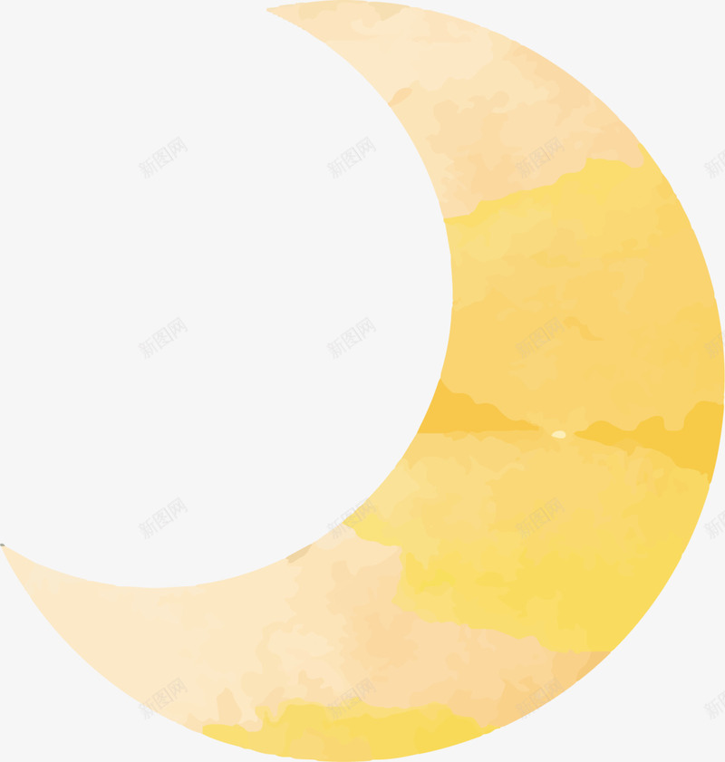 黄色水彩创意弯月png免抠素材_新图网 https://ixintu.com 太空 宇宙 宇航 弯月 星球 水彩月亮 黄色月球