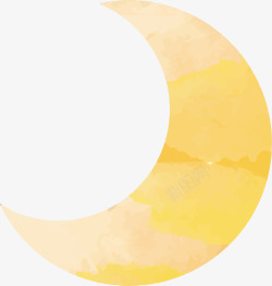 水彩月球黄色水彩创意弯月高清图片