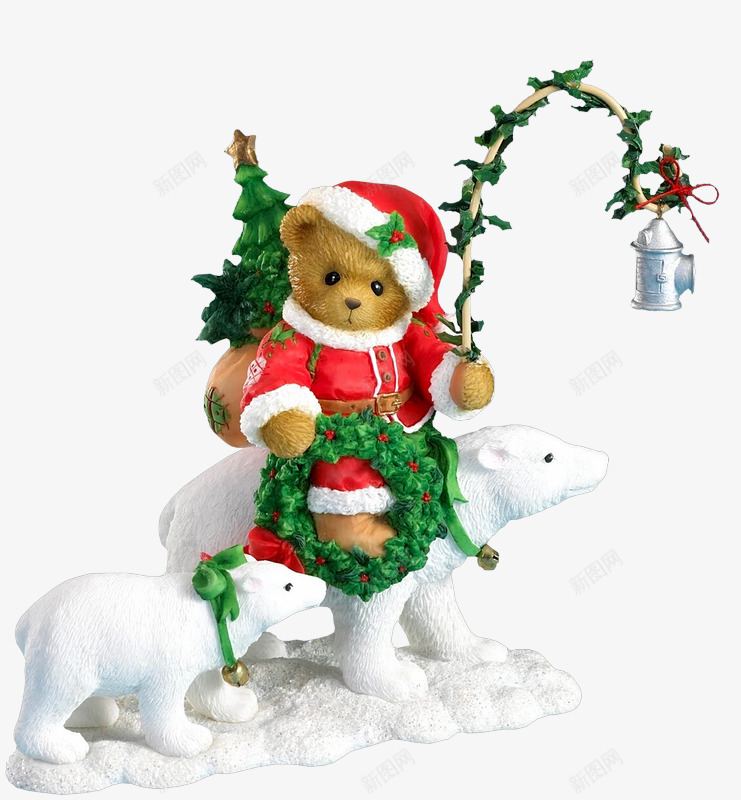 圣诞小熊和北极熊png免抠素材_新图网 https://ixintu.com 冬天 北极熊 圣诞节 雪地